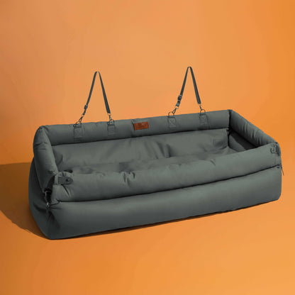 Deluxe Faux Leather Dog Car Booster Seat Bed