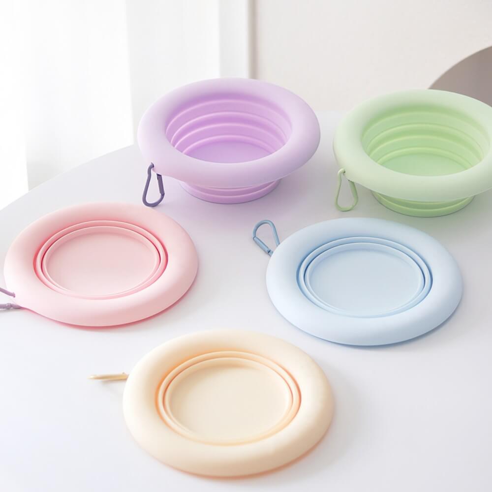 Portable Collapsible Silicone Pet Bowl Purple