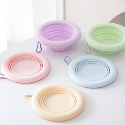 Portable Collapsible Silicone Pet Bowl Purple