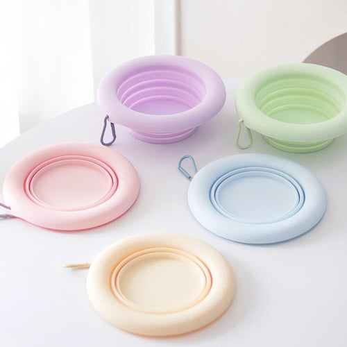 Portable Collapsible Silicone Pet Bowl Purple