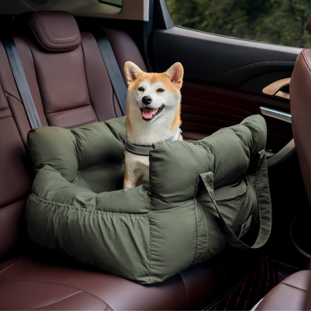 Bolstered Dog Car Seat Bed for Back Seat Travel