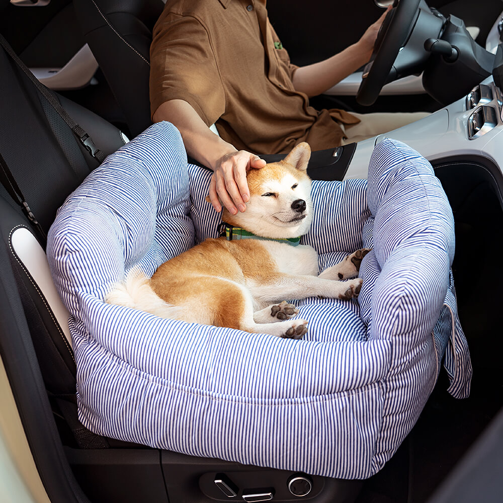 Bolstered Dog Car Seat Bed for Back Seat Travel