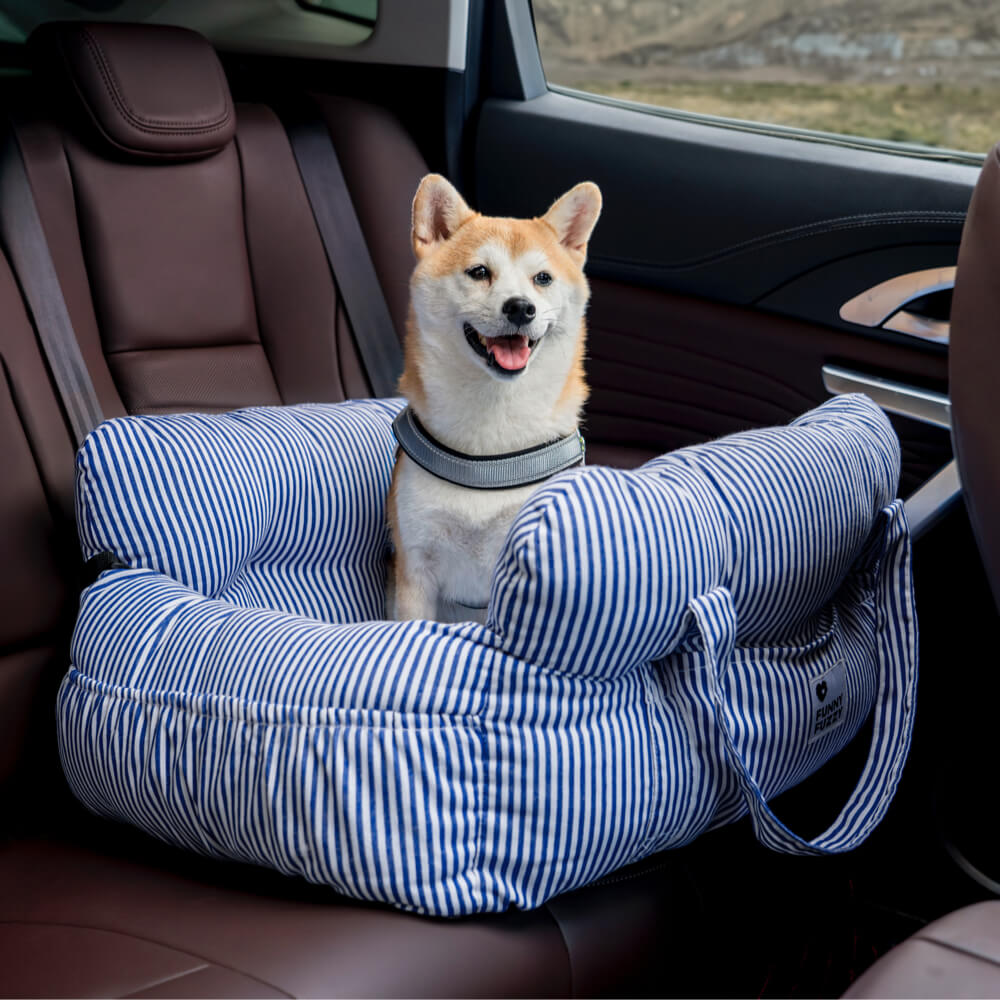 Bolstered Dog Car Seat Bed for Back Seat Travel