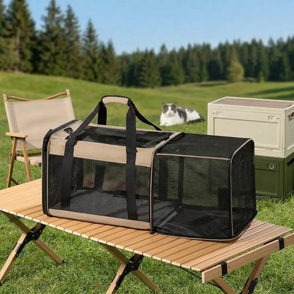 Expandable Breathable Cat Carrier Bag for Vet Travel