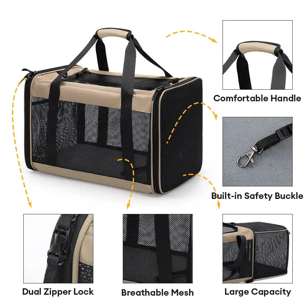Expandable Breathable Cat Carrier Bag for Vet Travel