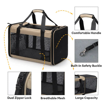 Expandable Breathable Cat Carrier Bag for Vet Travel