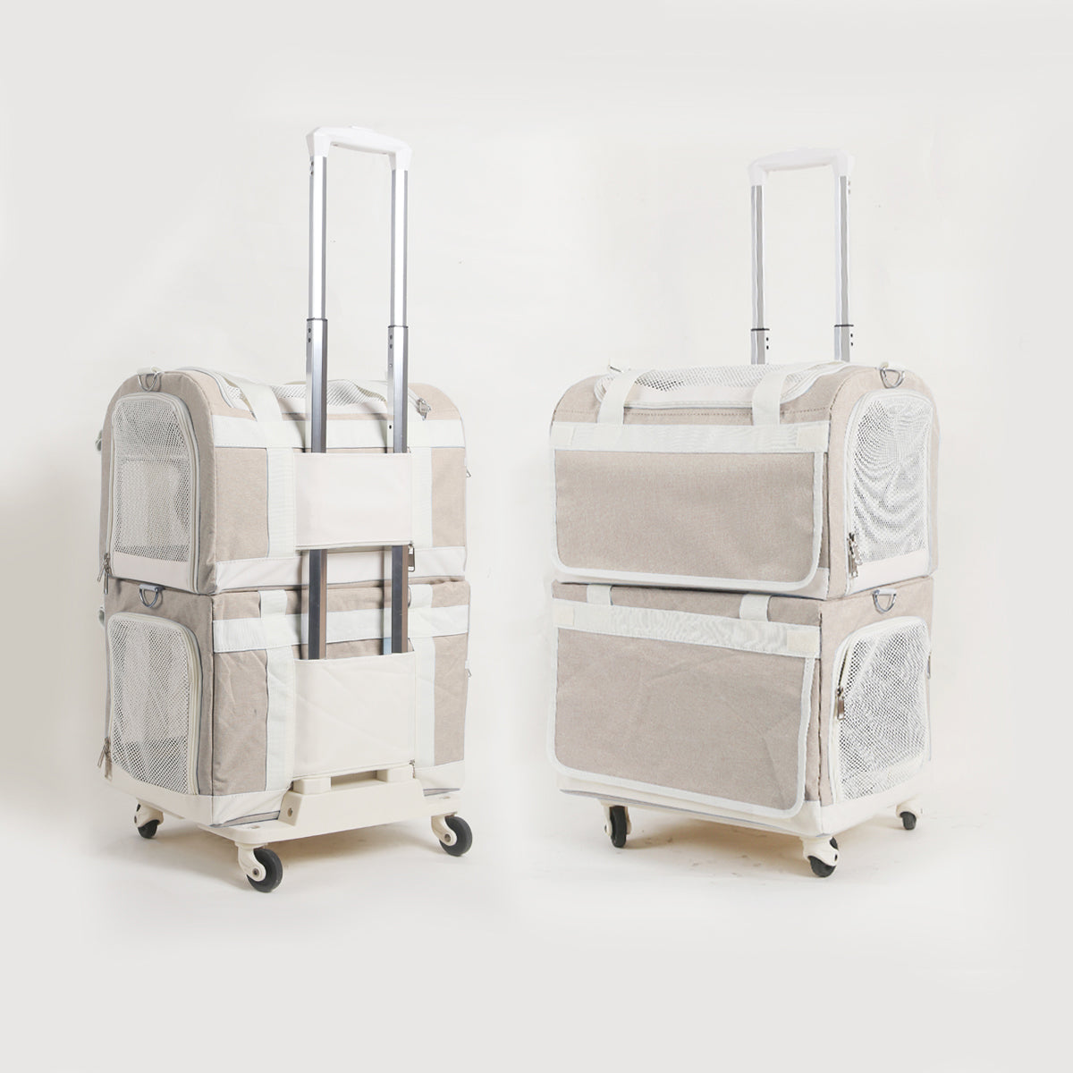 Double-Layer Rolling Multi-Cat Travel Carrier