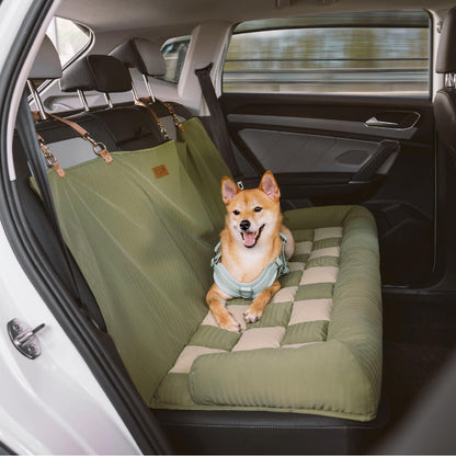 Chessboard Bolster Dog Back Seat Bed Green Standard