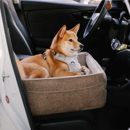 Thickened Elevated Dog Car Seat Bed Grey Single Seat