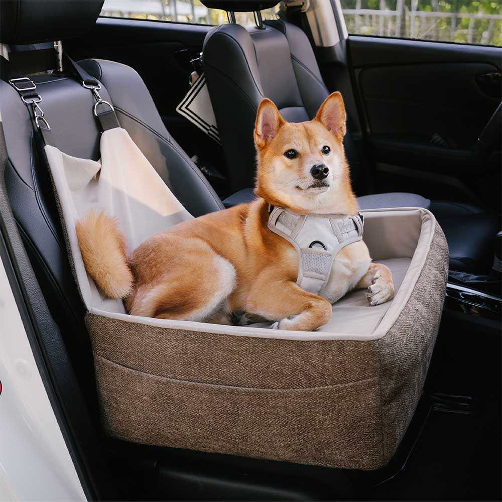 Thickened Elevated Dog Car Seat Bed Coffee Single Seat