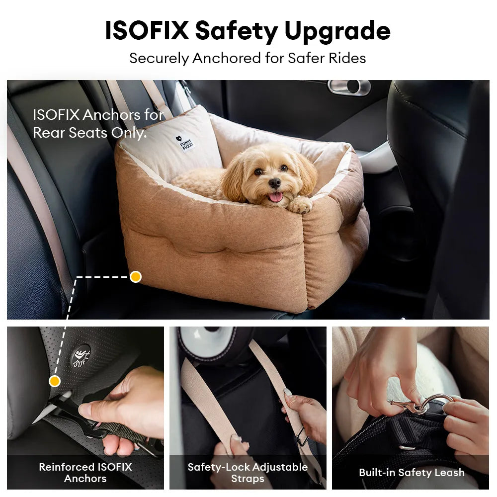 Waterproof Elevated ISOFIX Dog Car Seat Bed Blue Single Seat