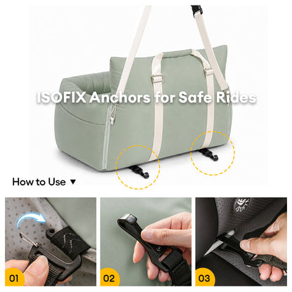 Waterproof ISOFIX Dog Car Seat Bed with LATCH Anchors Charcoal grey Double Seat