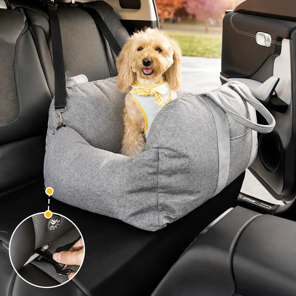 ISOFIX Dog Car Seat Bed with LATCH Anchor System Grey Single Seat