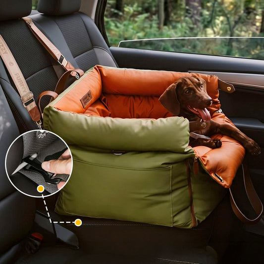 LATCH-Compatible Dog Car Seat with ISOFIX Anchors Orange Green