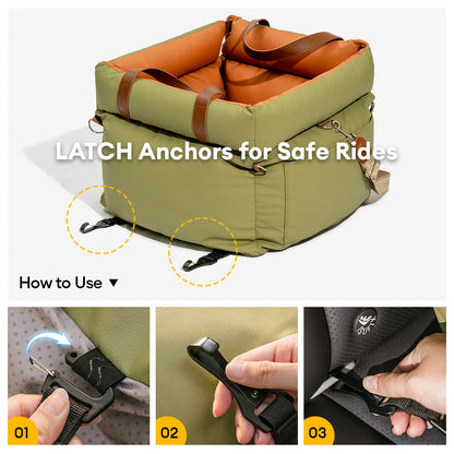 LATCH-Compatible Dog Car Seat with ISOFIX Anchors Grey