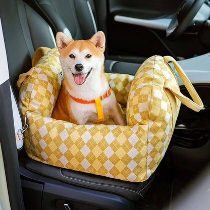 Bolstered Dog Car Seat Bed for Back Seat Travel