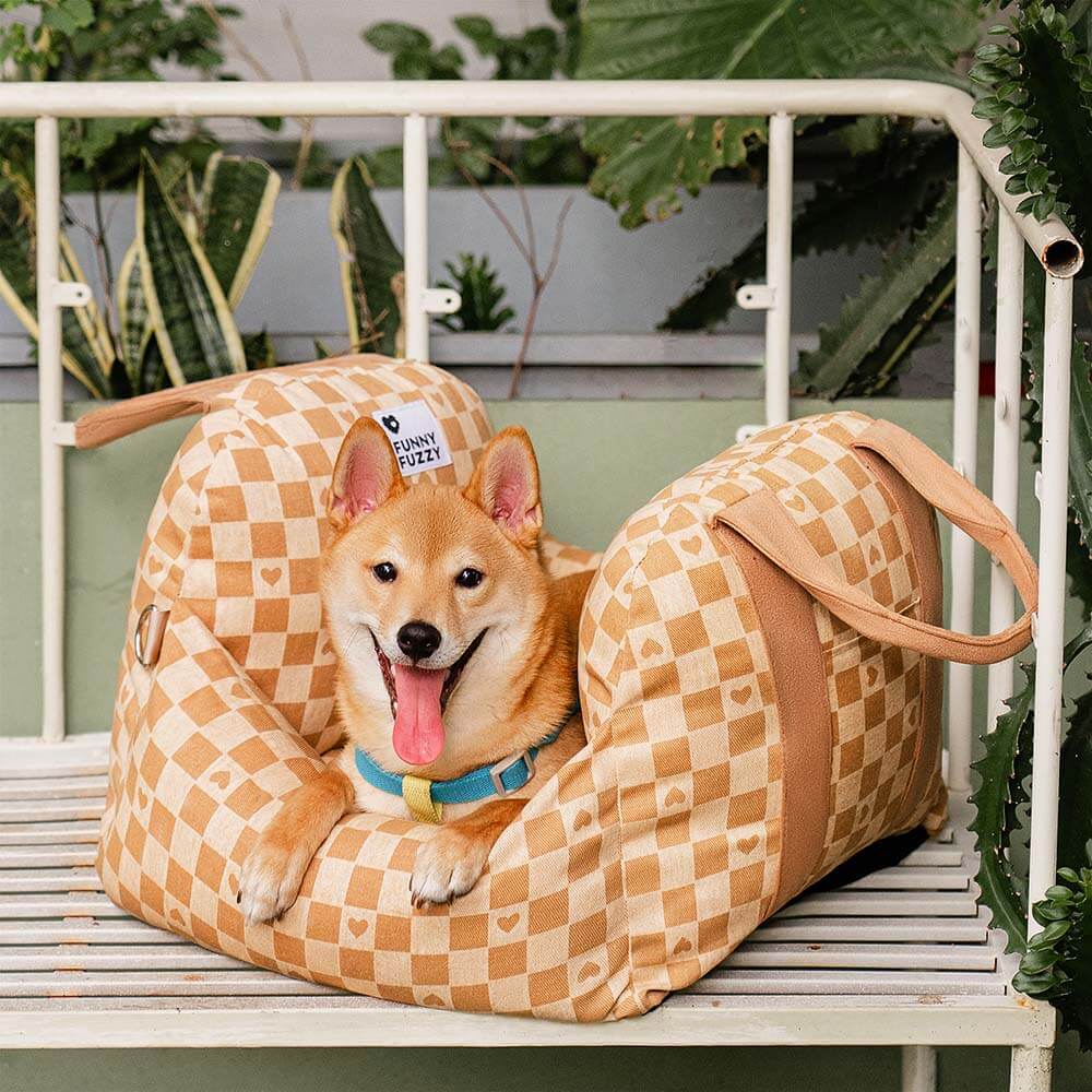 Bolstered Dog Car Seat Bed for Back Seat Travel