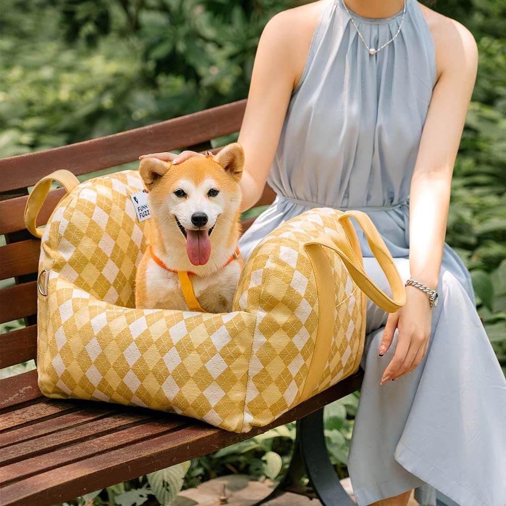 Bolstered Dog Car Seat Bed for Back Seat Travel