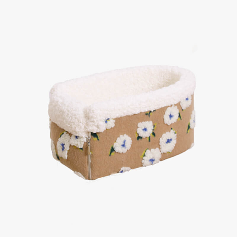 Flower Fleece Center Console Pet Car Seat