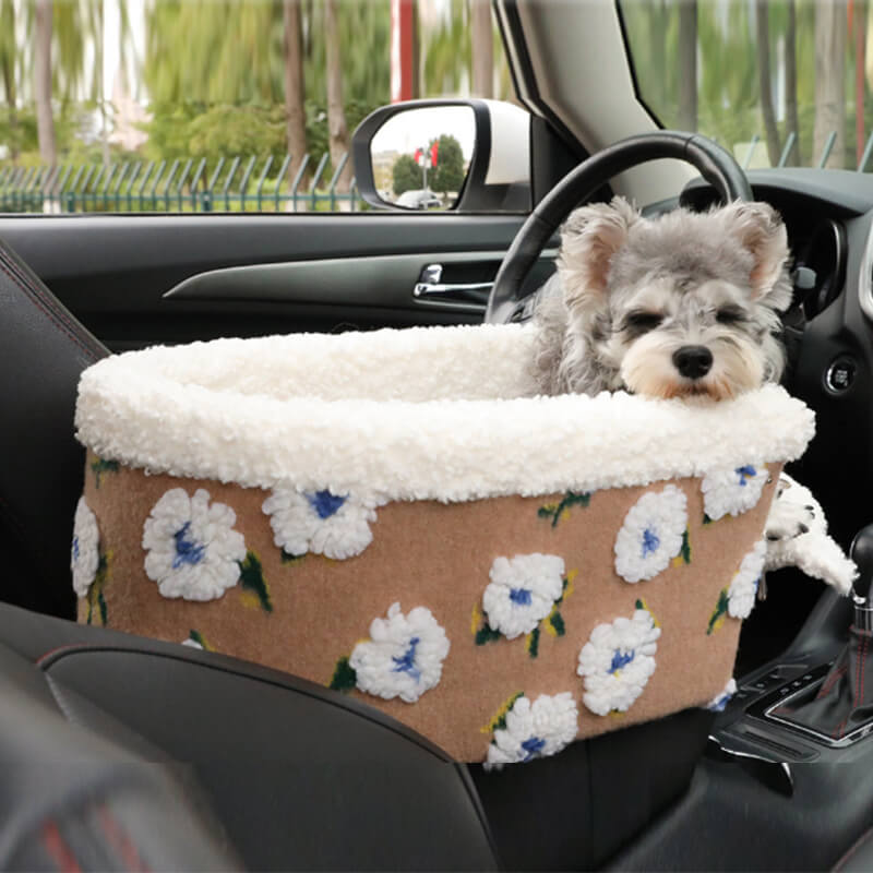 Flower Fleece Center Console Pet Car Seat M-Applicable to the flip-up armrest box