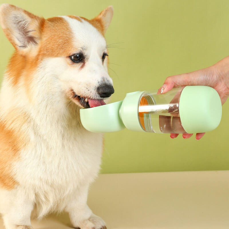 2-in-1 Portable Dog Water Bottle with Food Cup Yellow