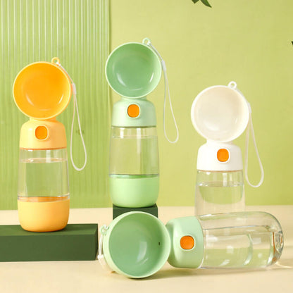 2-in-1 Portable Dog Water Bottle with Food Cup Green
