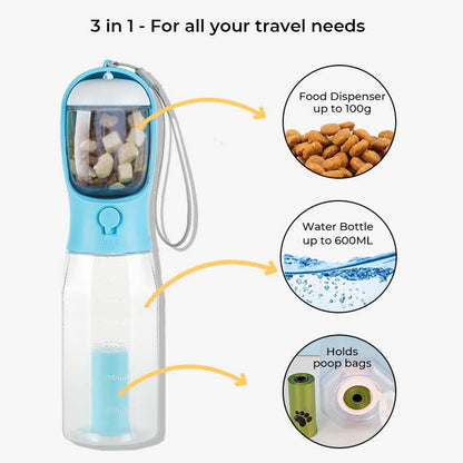 3-in-1 Portable Dog Walking Water Bottle Orange