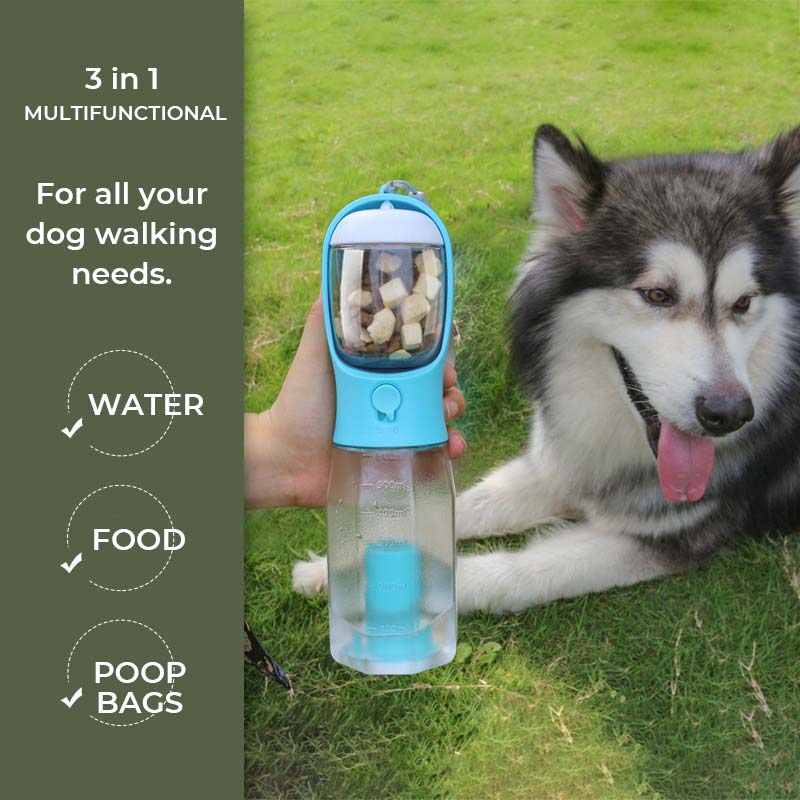 3-in-1 Portable Dog Walking Water Bottle Green