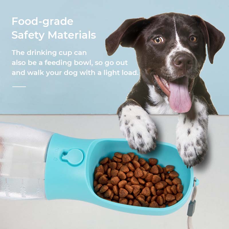 3-in-1 Portable Dog Walking Water Bottle Blue