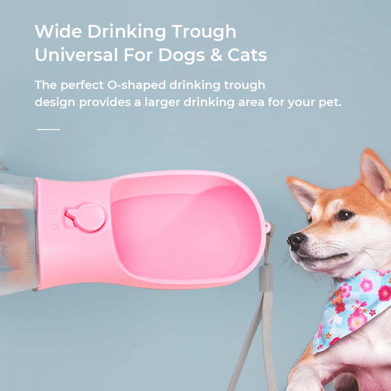 3-in-1 Portable Dog Walking Water Bottle Pink