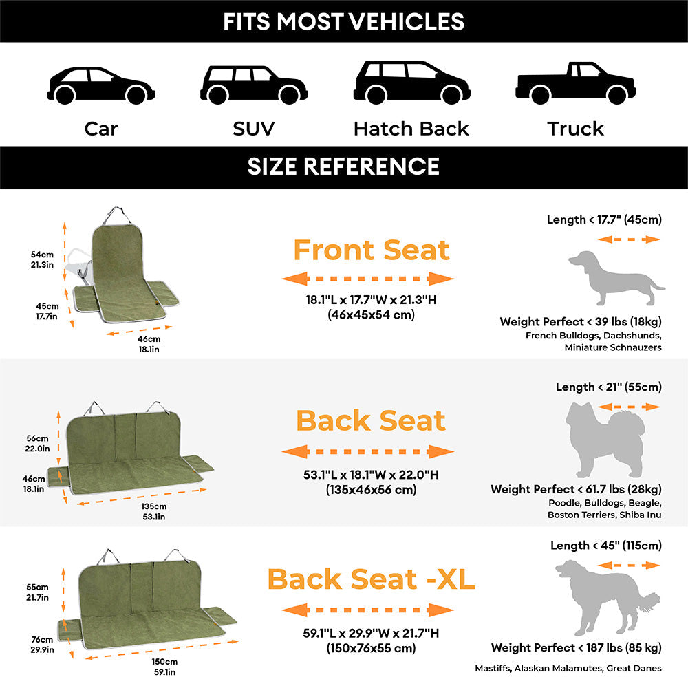 Waterproof Soft Dog Car Seat Protector Cover Gray-Front Seat