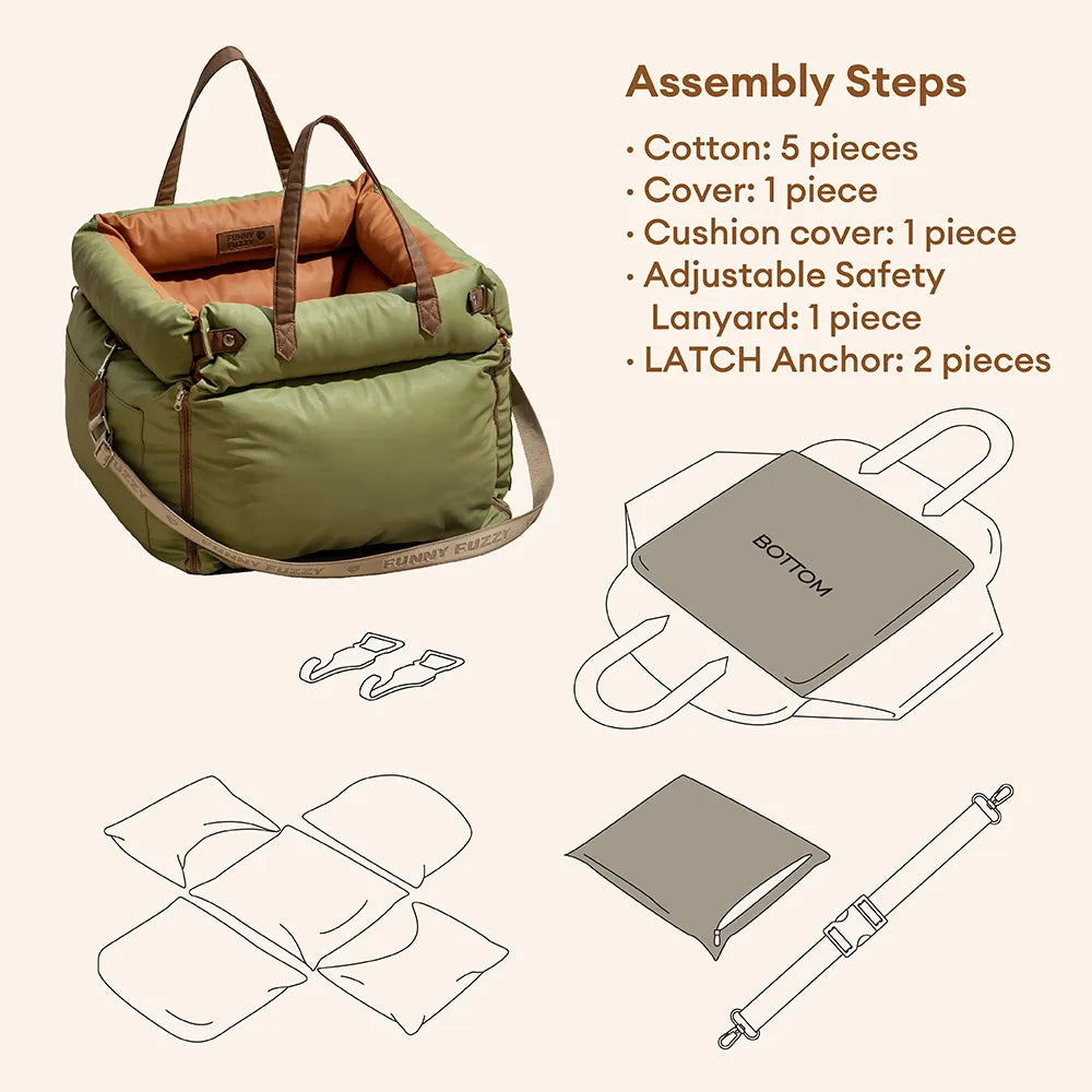 LATCH-Compatible Dog Car Seat with ISOFIX Anchors