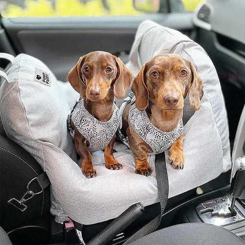 Bolstered Dog Car Seat Bed for Back Seat Travel Charcoal Grey Single Seat