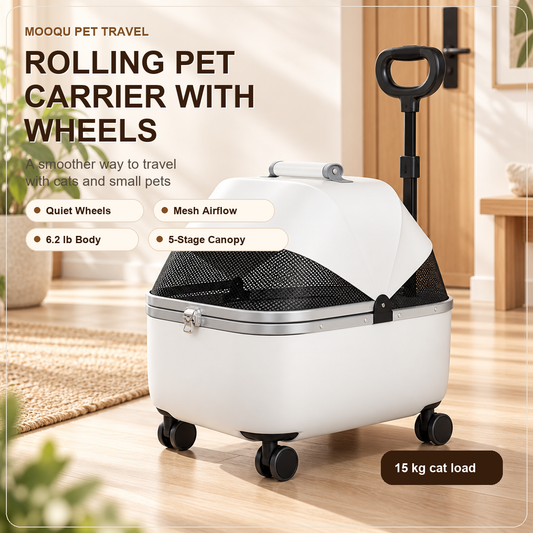 Mooqu Rolling Cat Carrier with Wheels