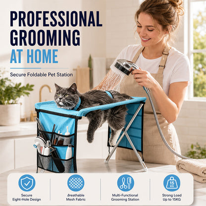 ❄️Summerfresh 60% OFF!🐾 Foldable Grooming Station for Small Dogs and Cats – Handy Trimming Table for Nail Clipping, Washing & Brushing
