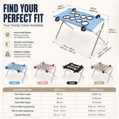 ❄️Summerfresh 60% OFF!🐾 Foldable Grooming Station for Small Dogs and Cats – Handy Trimming Table for Nail Clipping, Washing & Brushing