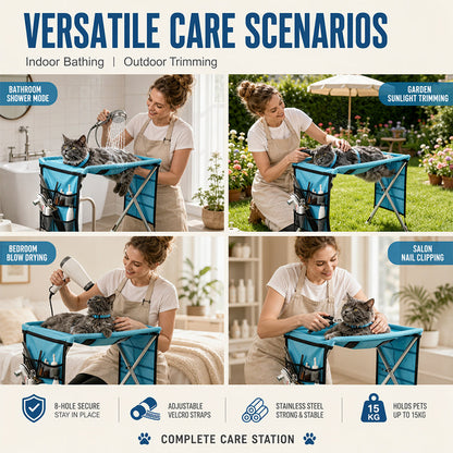 ❄️Summerfresh 60% OFF!🐾 Foldable Grooming Station for Small Dogs and Cats – Handy Trimming Table for Nail Clipping, Washing & Brushing