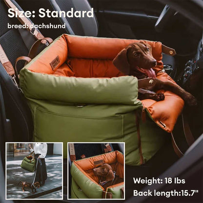 Faux Leather Dog Car Booster Seat Bed Large Grey Jumbo Plus